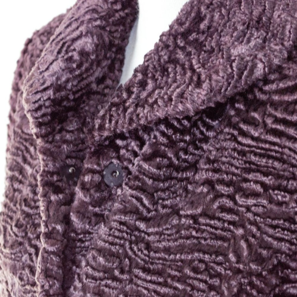 Kate Hill Dark Purple Fuzzy Texture Short Coat 10 - Picture 5 of 8
